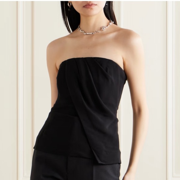 Anine Bing Tops - Anine Bing Halle Strapless Pleated Crepe Bustier Top Black Tube Top Size Small